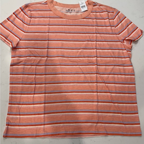 LOFT Tops - NWT LOFT Coral and White Striped Tee